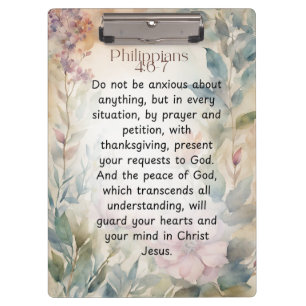 Pranchetas Filipenses 4:6-7 Versículo da Bíblia Cristã Aquare