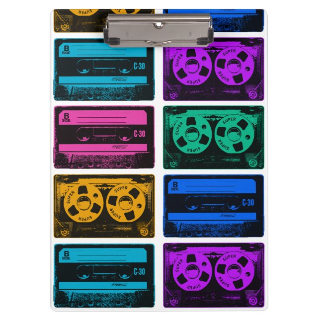 Pranchetas Fitas Cassete Coloridas Retro (Frente)