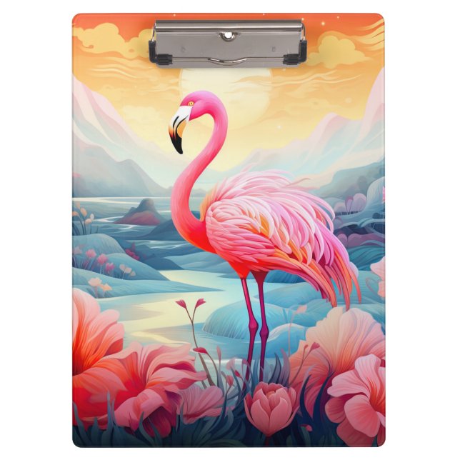 Pranchetas Flamingo Tropical com Flores (Frente)