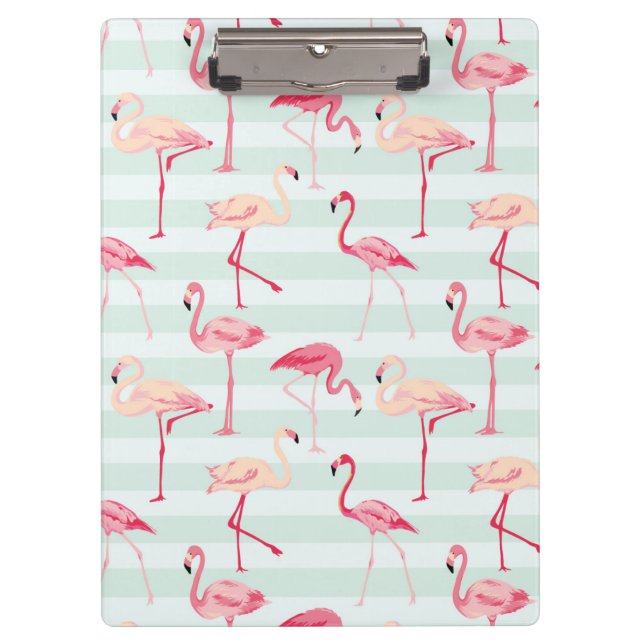 Pranchetas Flamingos retros em listras da hortelã (Frente)
