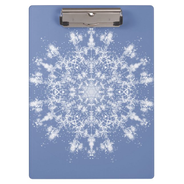 Pranchetas Floco de neve Fractal abstrato Lacy em Fundo Azul (Frente)
