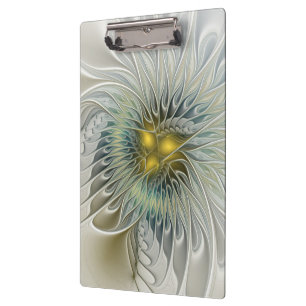 Pranchetas Flor Fantasia Prata Dourada Arte Fractal Abstrata