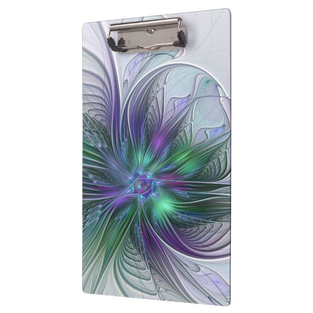 Pranchetas Flor Moderna Arte Abstrata Fractal Roxa Verde (Esquerda)