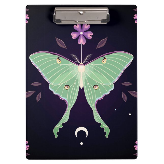 Pranchetas Flor Roxo Verde | Moth Clipboard (Frente)