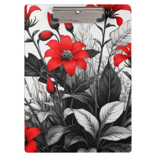 Pranchetas Flor Vermelha Na Planta Branca Preta