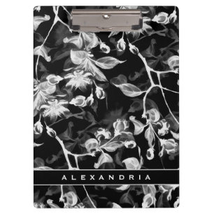Pranchetas Floral de Cinza e branco preto elegante