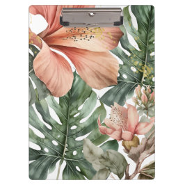 Pranchetas Floral de selva em aquarela rosa verde dourado