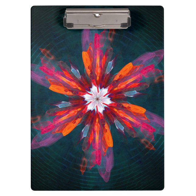 Pranchetas Floral Flores de Mandala Laranja Vermelho Abstrato (Frente)