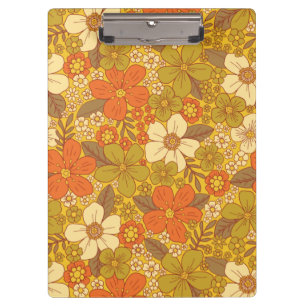 Pranchetas Floral Verde Laranja e Verde Oleícola, Retro 60/70