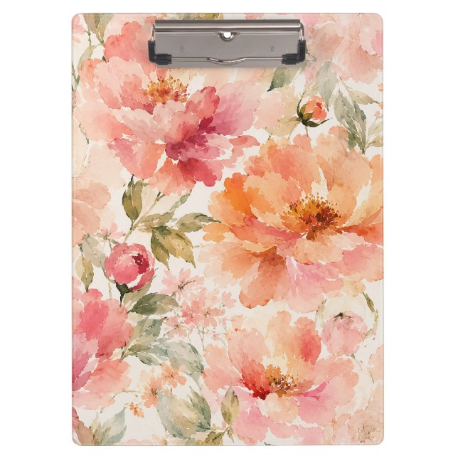 Pranchetas Flores Aquecedoras Românticas de Verão em Aquarela (Frente)