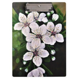 Pranchetas Flores Brancas De Cereja Em Acrílico