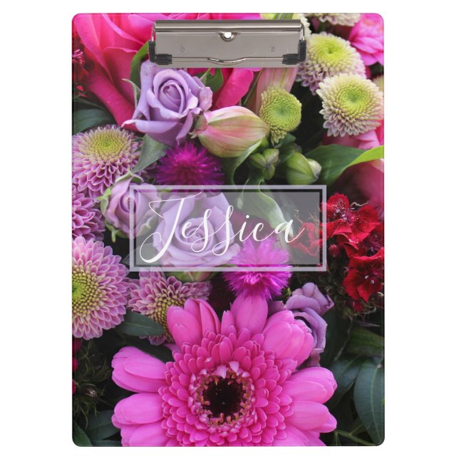 Pranchetas Flores cor-de-rosa e violetas personalizadas (Frente)
