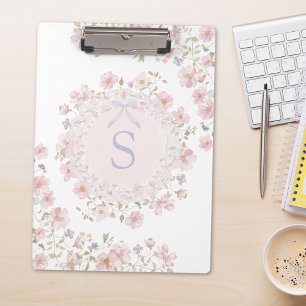 Pranchetas Flores Cor-de-Rosa Monogramadas e Floral de Renda