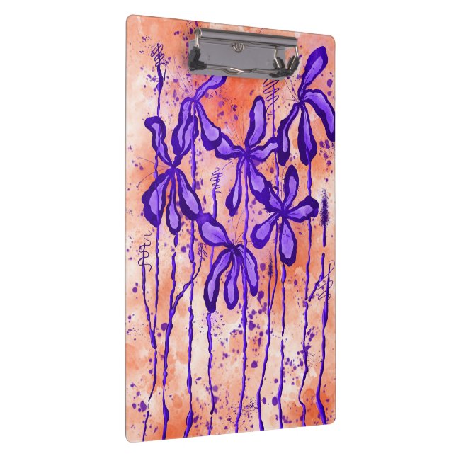 Pranchetas Flores De abstrato Tinta Laranja Roxo (Direita)