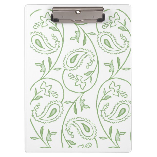 Pranchetas "Flores Paisley Verde" Espiral Artística Elegante (Frente)