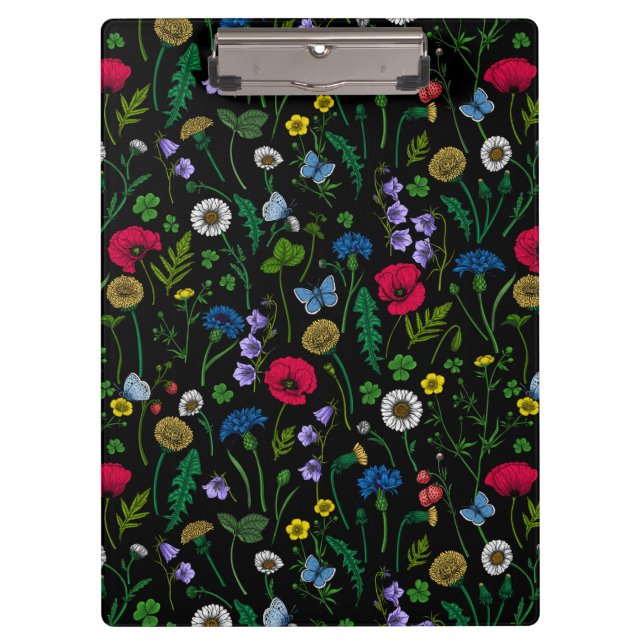 Pranchetas Flores silvestres em preto (Frente)
