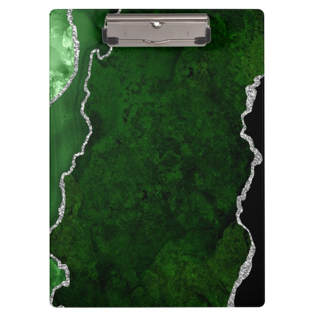 Pranchetas Floresta Glamourosa Verde Mármore Chic Brilho Prat (Frente)