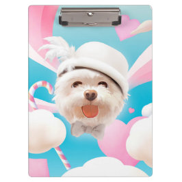 Pranchetas Fluffy Dog com White Hat