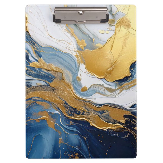 Pranchetas Fluxo de Lava Ousado em Dourado e Azul (Frente)