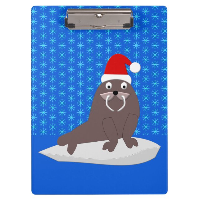 Pranchetas Foca Natalícia Fofa e Flocos de Neve (Frente)