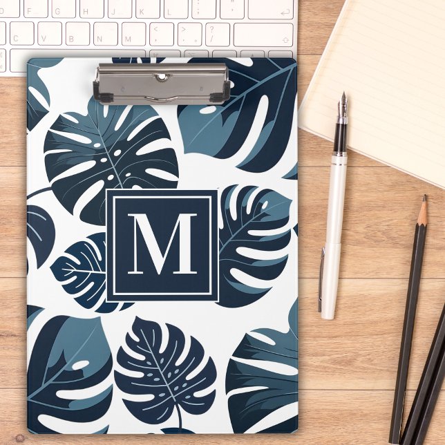 Pranchetas Folha de Monstera Tropical marinho Azul e Branco (Criador carregado)