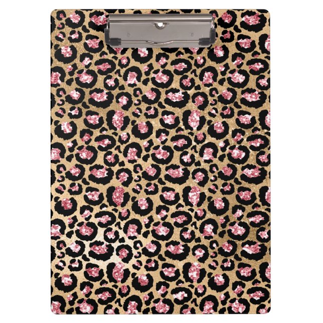 Pranchetas Folhas de rosa claro e Douradas manchas-leopardo-b (Frente)