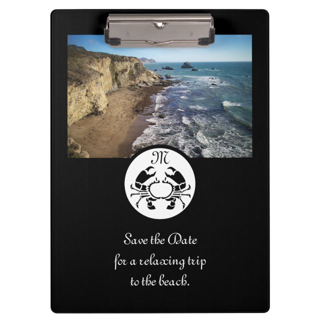 Pranchetas Foto do Monograma do Estêncil do Caranguejo Preto (Frente)