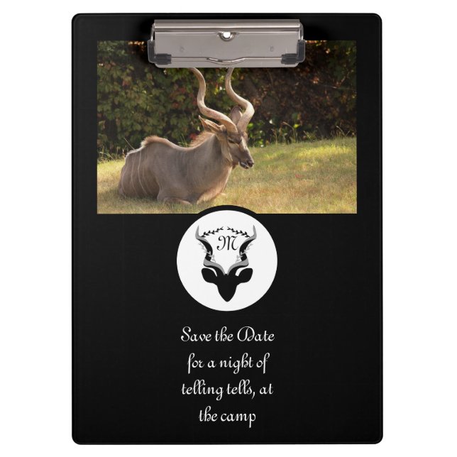 Pranchetas Foto do Monograma Silhouette Antelope Escuro (Frente)