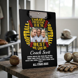 Pranchetas Foto Personalizada de Softbol Treinador Equipe Ros