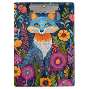 Pranchetas Fox Dot Art Vibrante Em Meio À Flora Esbuvada