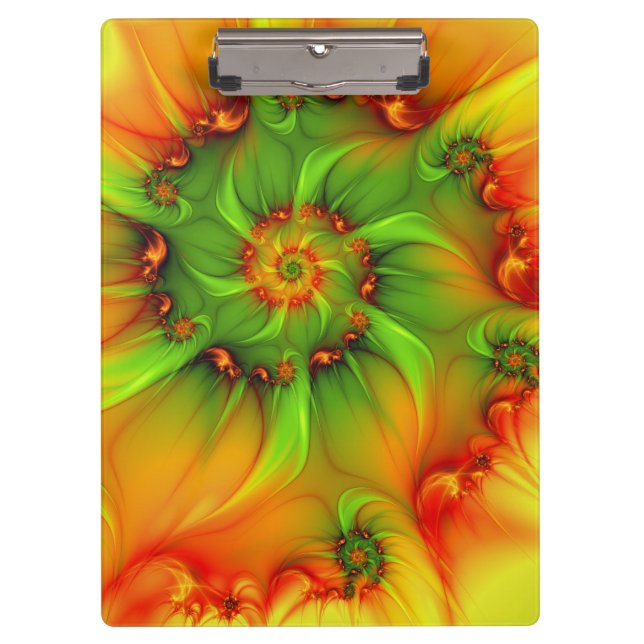 Pranchetas Fractal cor-de-laranja verde de Verão quente (Frente)