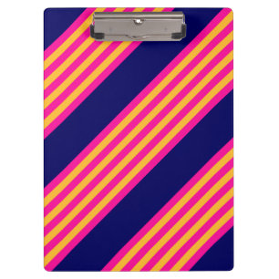 Pranchetas Fuchsia e listras amarelas com azul-marinho