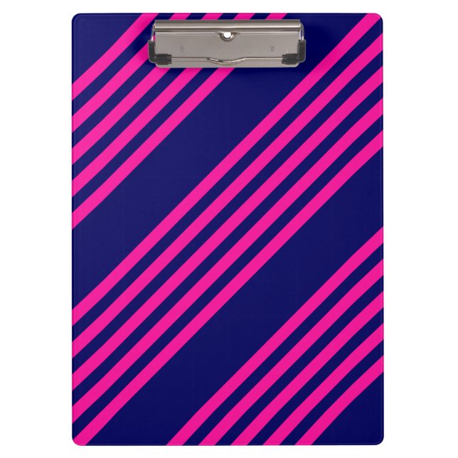 Pranchetas Fuchsia e padrão de cinco faixas azul marinho (Frente)