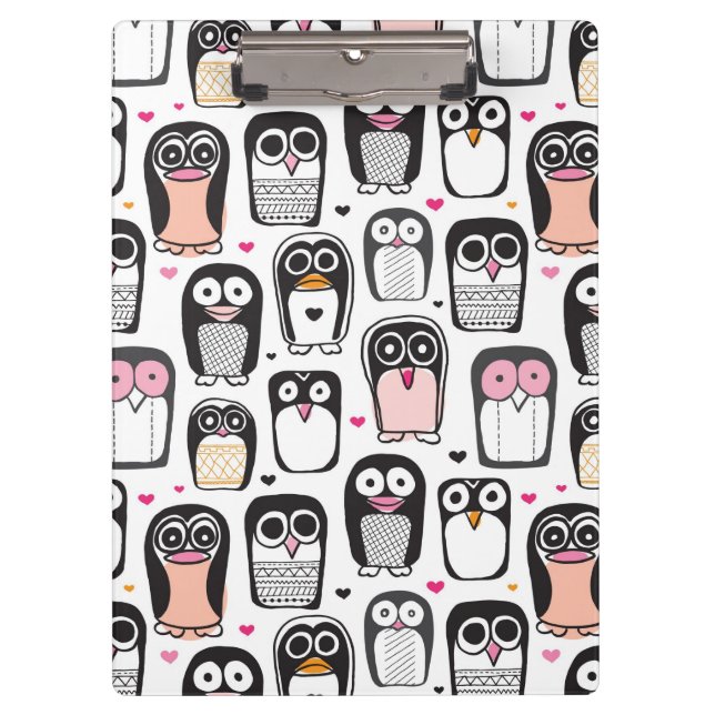 Pranchetas fundo da ilustração do pássaro do pinguim (Frente)