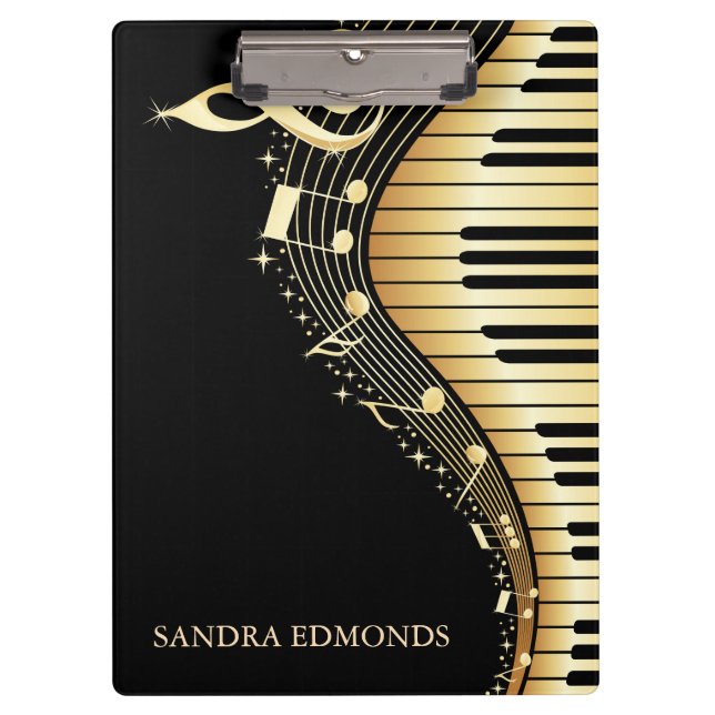 Pranchetas Fundo Preto E Teclado Dourado (Frente)