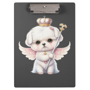 Pranchetas Furry Joy: Angel Wing Maltês Cachorro Puppy Gift
