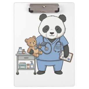 Pranchetas Futuro Enfermeiro Panda: Adorável Estudante de Med