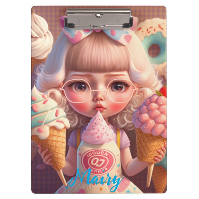 Pranchetas Garota bonita Kawaii com sorvetes (Frente)