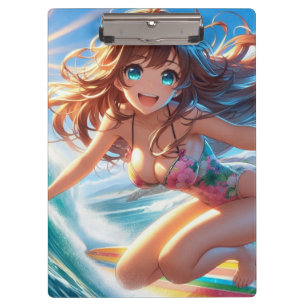Pranchetas Garota surfista de anime costeira/náutica/tropical