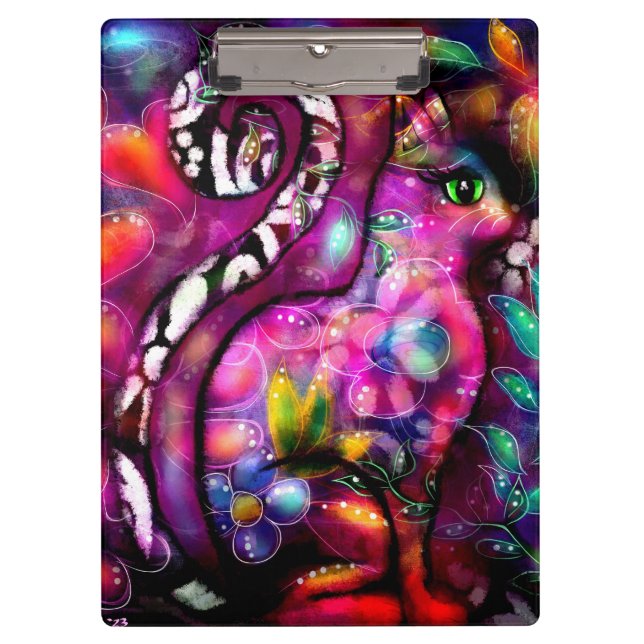 Pranchetas Gatinho-Abstrato de-Whimsso Gato Vermelho Floral R (Frente)