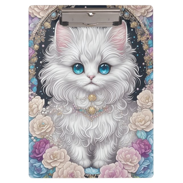 Pranchetas Gatinho Bonito com Flores (Frente)
