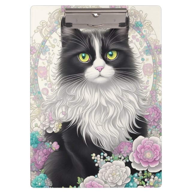 Pranchetas Gatinho Bonito com Flores (Frente)