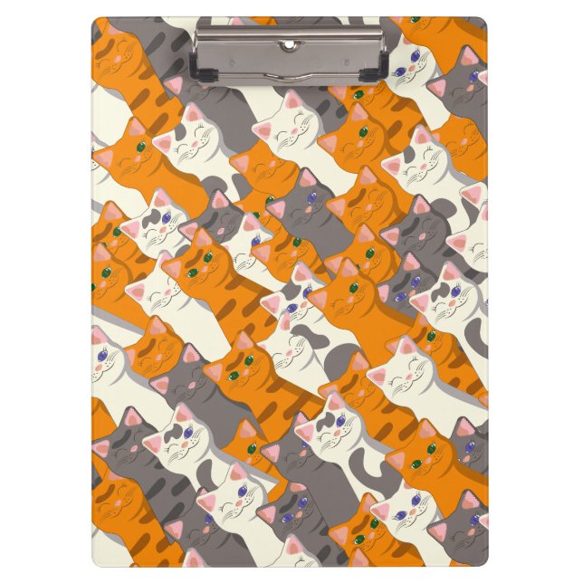 Pranchetas Gato branco gengibre preto padrão diagonal (Frente)