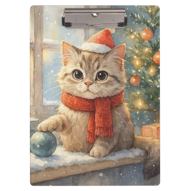 Pranchetas Gato de Natal Fofo e Caprichoso (Frente)