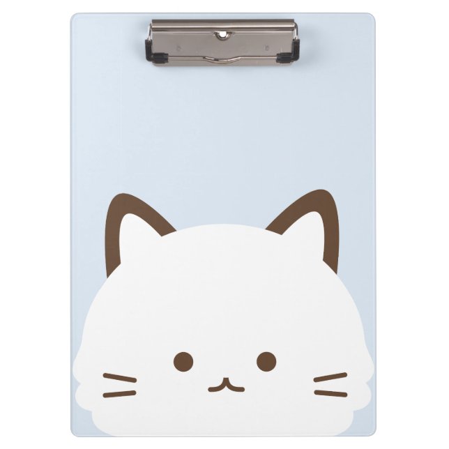 Pranchetas Gato de rosto fofo com fundo azul pastel (Frente)