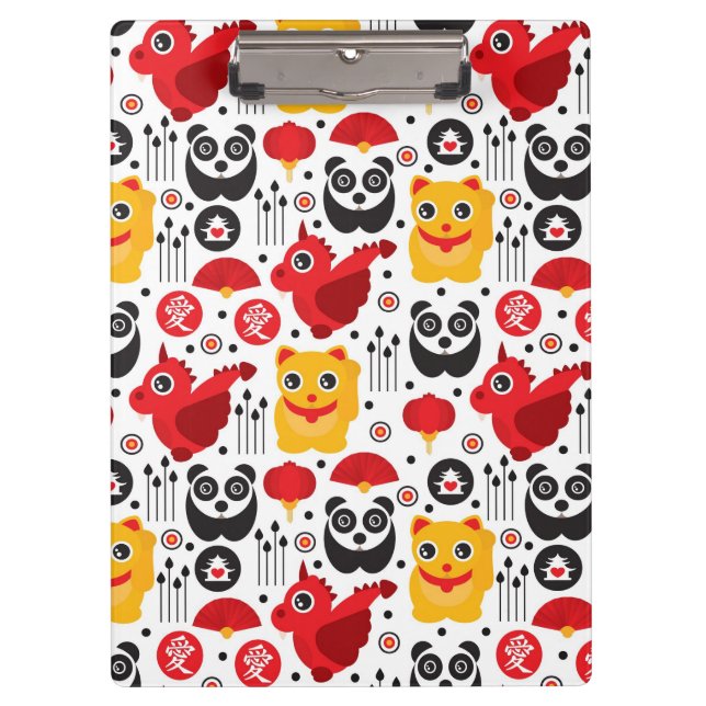 Pranchetas Gato, dragão, e panda afortunados de China (Frente)