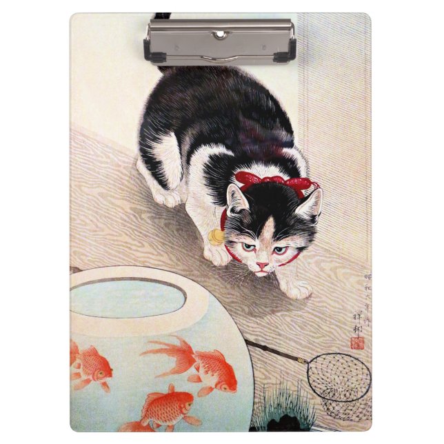 Pranchetas Gato e Tigela de Peixes Vermelhos (Frente)