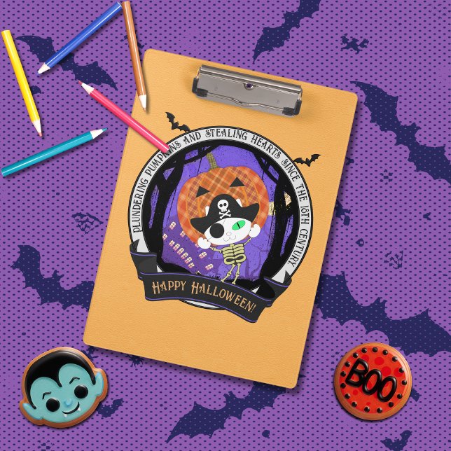 Pranchetas Gato esqueleto pirata (Pirate skeleton cat clipboard)