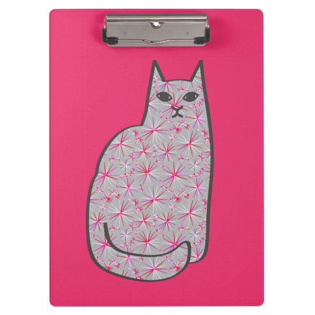 Pranchetas Gato Moderno do Século médio, Fúchsia e Rosas clar (Frente)