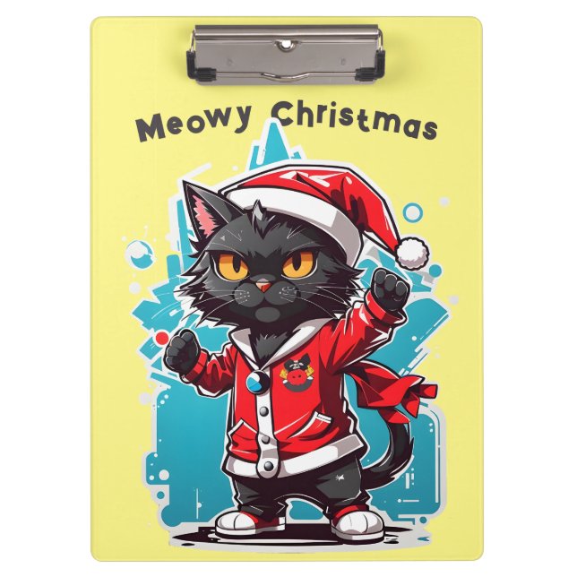 Pranchetas Gato Negra Dabbing: Festividades de Natal Feliz (Frente)